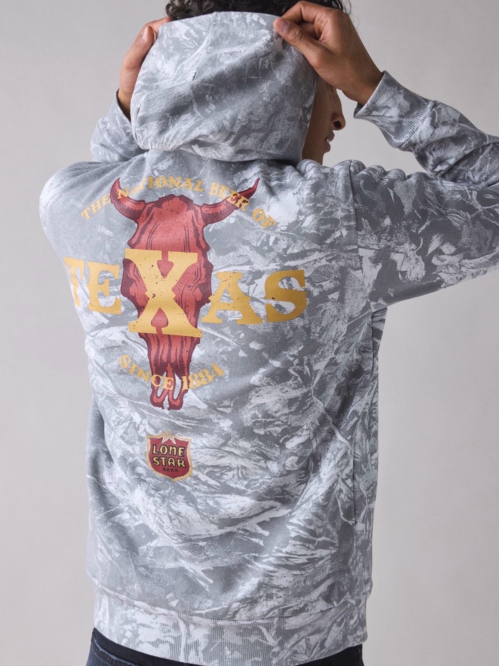 Texas Lone Star Beer Graphic Camo Hoodie Sweatshirt